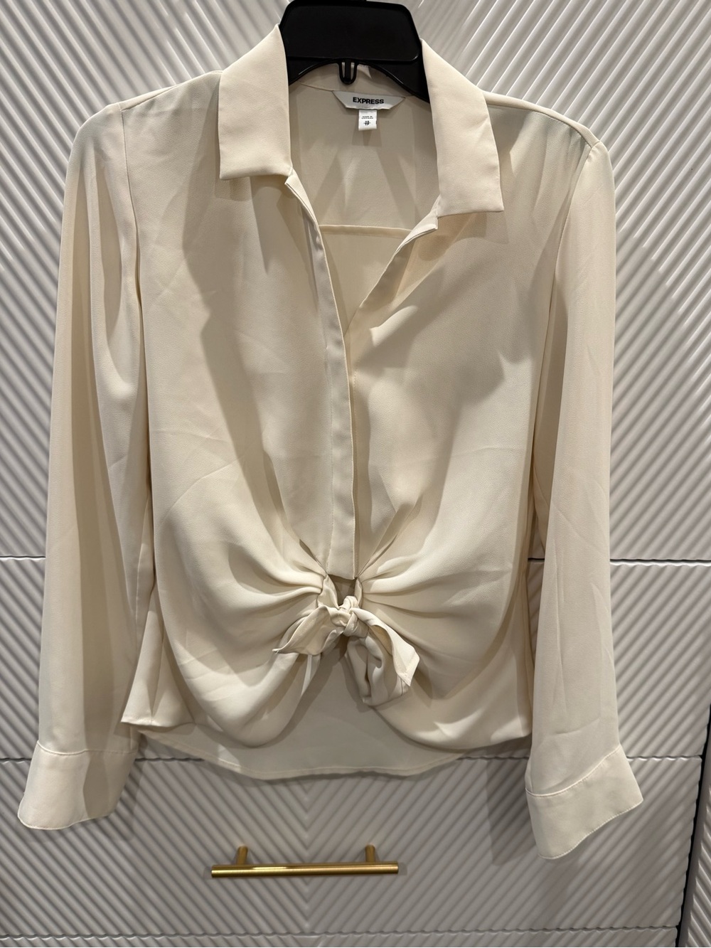 Express Cream Tie-Front Portofino Shirt
